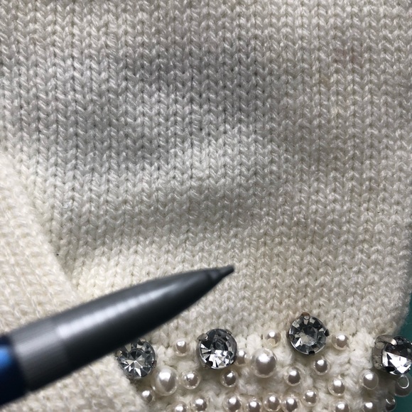 SOLD NWT Ann Taylor Jeweled Cuff White Gloves Rhinestone & Pearls - Picture 5 of 5